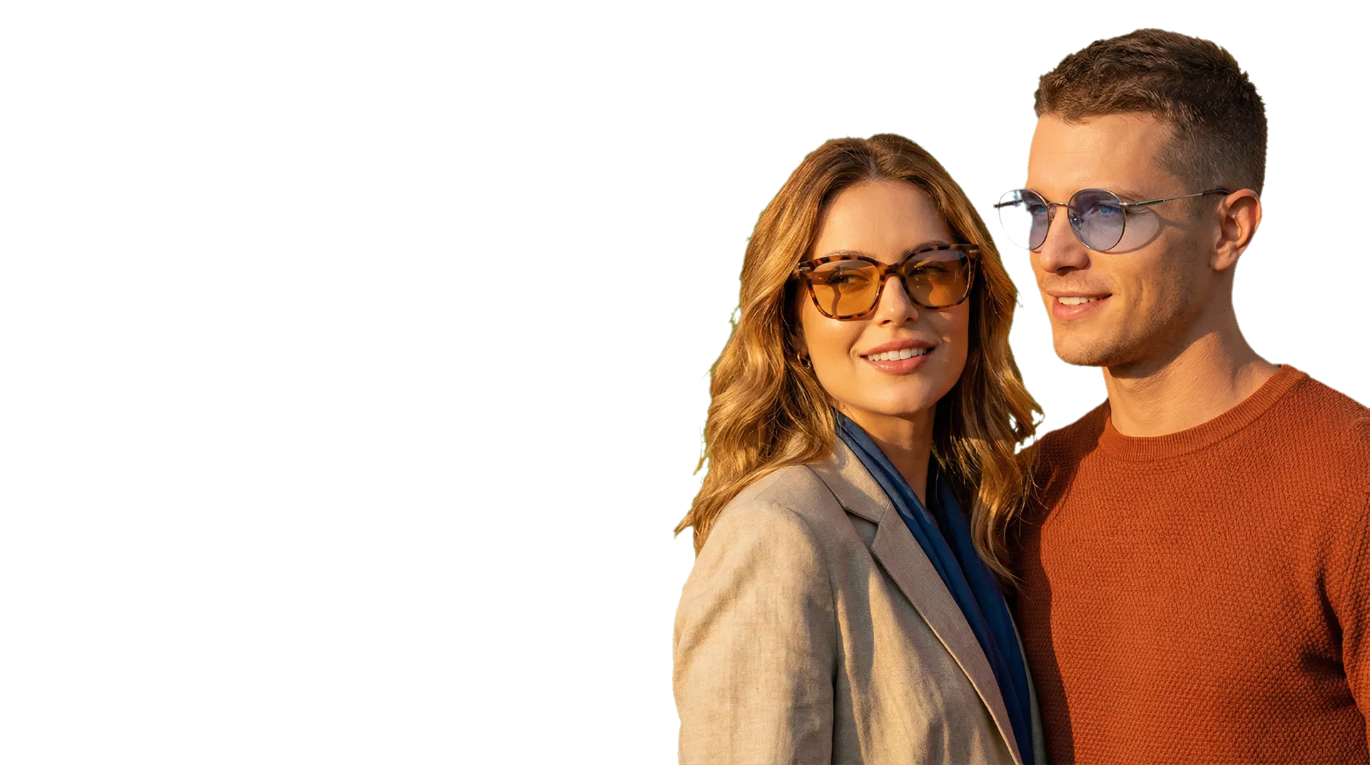 Casal elegante usando óculos Super Ótica São José